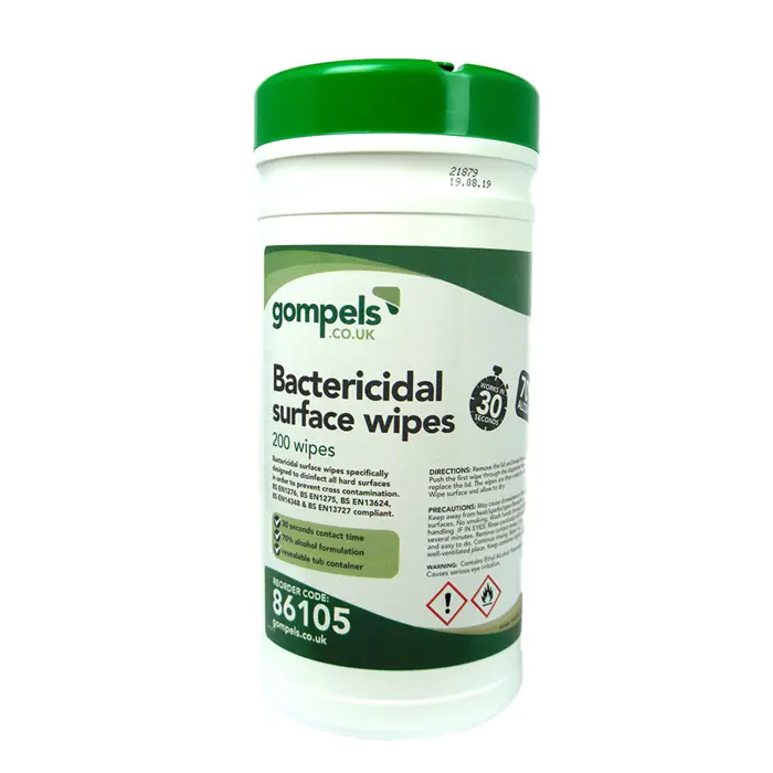Bactericidal Surface Wipes 200 Pack